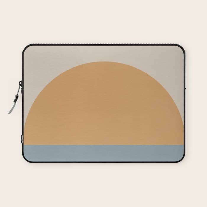 Minimal Retro Sunset Sunrise - Nautical Ocean Blue Laptop Sleeve