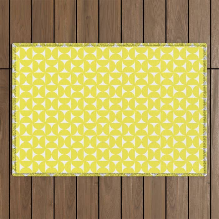 Patterned Geometric Shapes Clv Bright Yellow Outdoor Rug