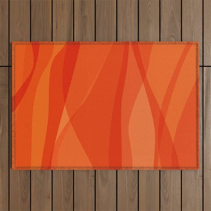 Modern Abstract Shapes In Orange Outdoor Rug