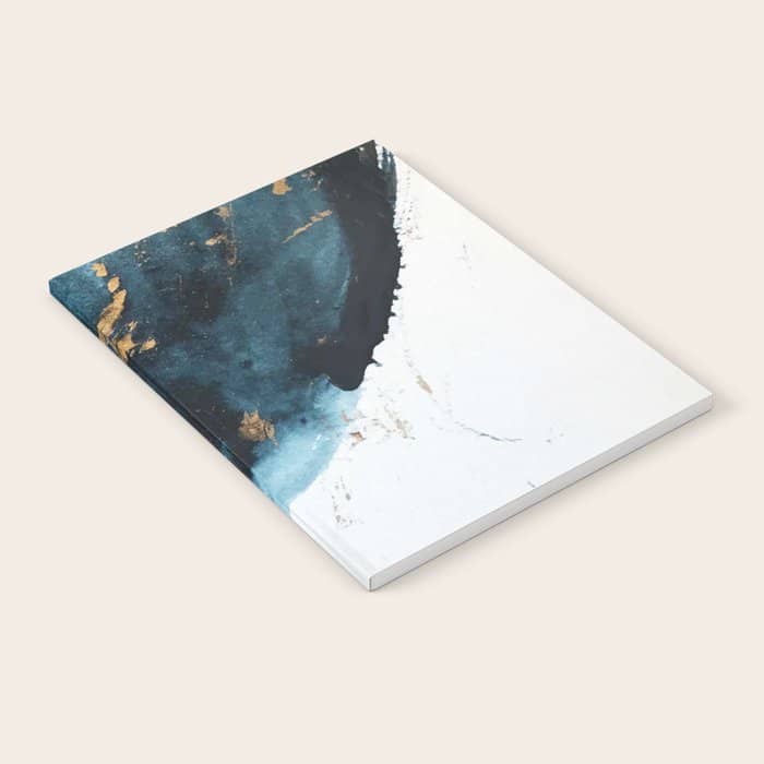 A Minimal Sapphire And Gold Abstract Piece In Blue White And Gold By Alyssa Hamilton Art  Notebook