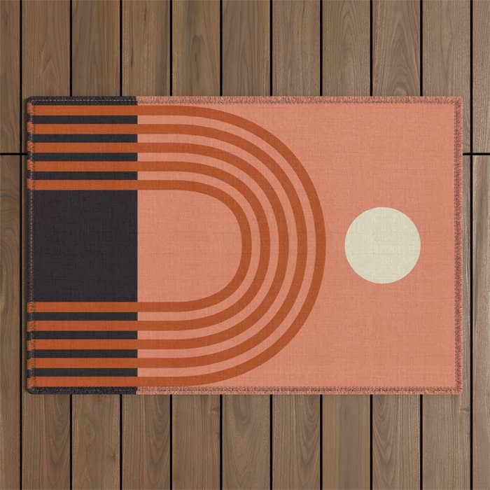Arc Moon Sun Modern Art  Abstract Outdoor Rug