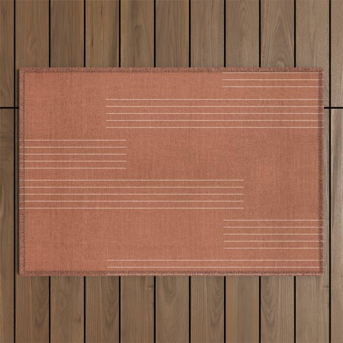 Minimal, Pattern, Boho Prints, Terracotta Outdoor Rug