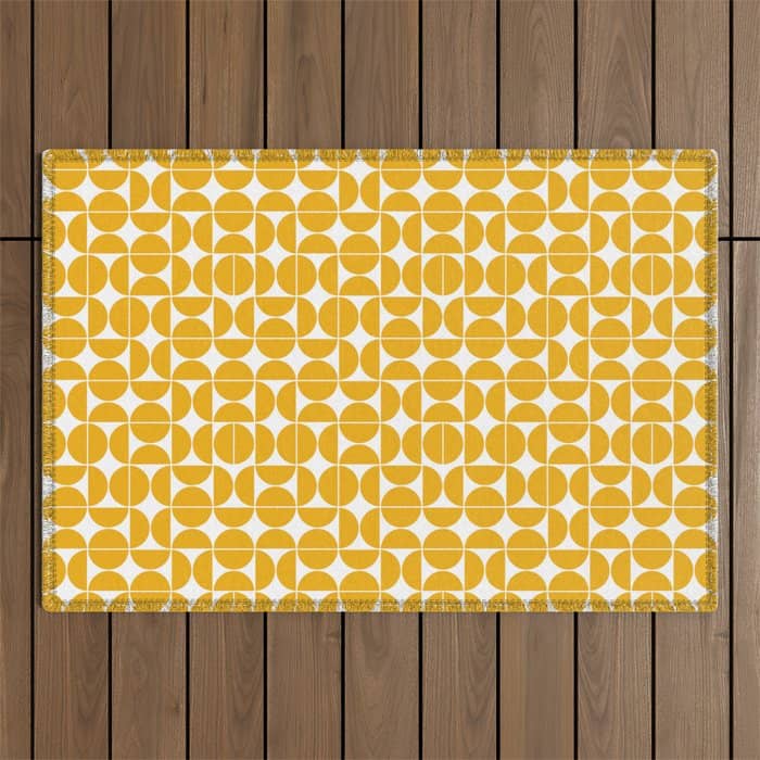 Mid Century Modern Geo 04b Yellow Outdoor Rug