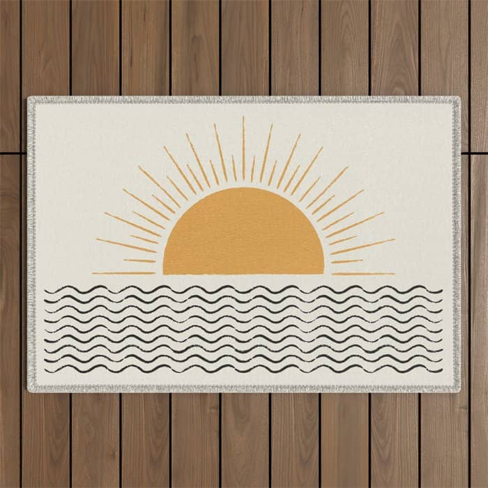 Sunrise Ocean -  Mid Century Modern Style Outdoor Rug