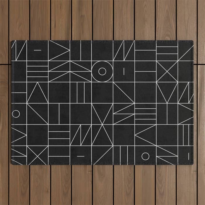 My Favorite Geometric Patterns No.9 - Black Outdoor Rug