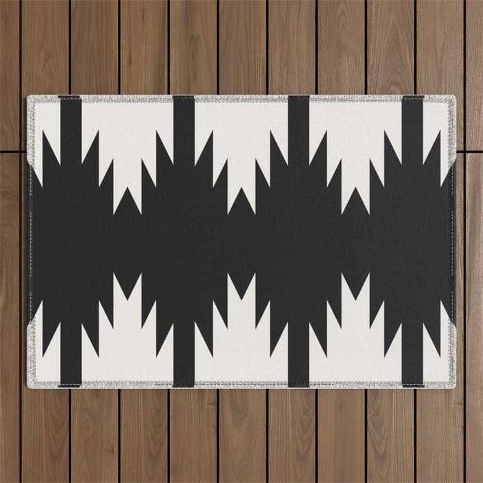 Geometric Southwestern Minimalism - Black And White Outdoor Rug