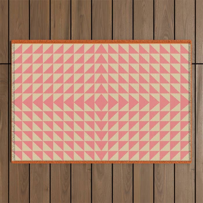 Bold Triangle Pattern In Pink And Orange Outdoor Rug