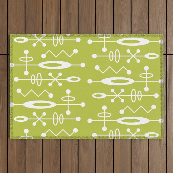Mid Century Modern Radioactive Surfer 251 Chartreuse Outdoor Rug
