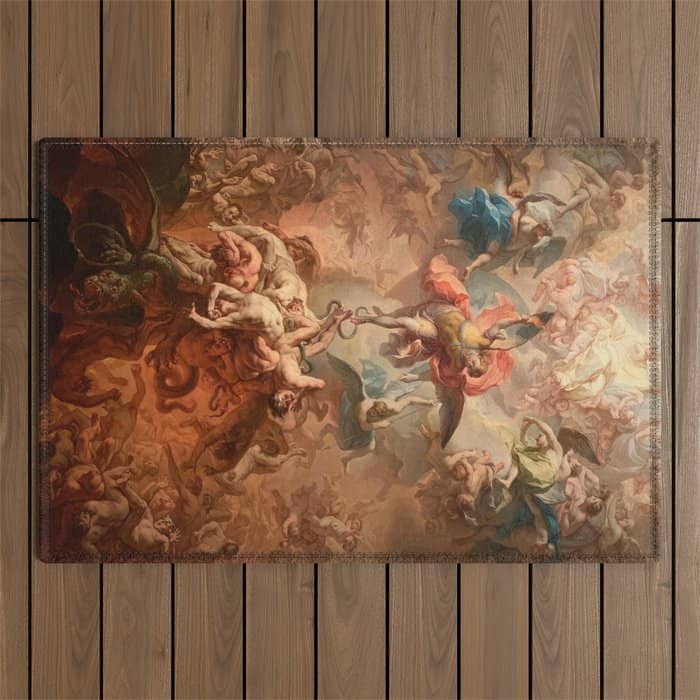 Fall Of The Rebel Angels Renaissance Painting Outdoor Rug