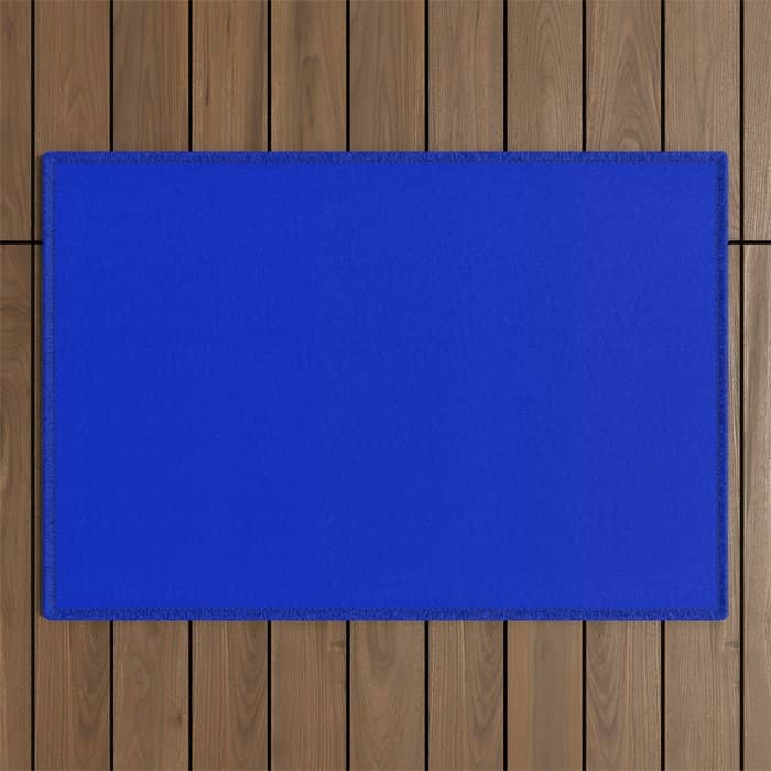 Solid Deep Cobalt Blue Color Outdoor Rug