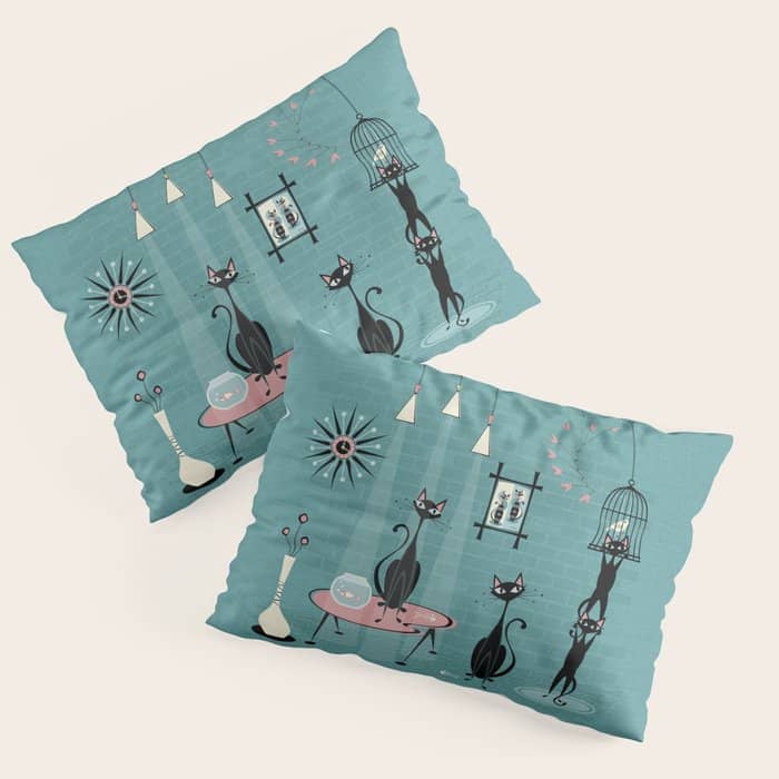 Mid Century Kitty Mischief - ©Studioxtine Pillow Sham