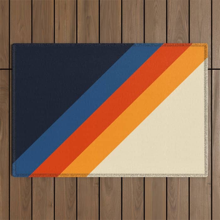 Colorful Classic Retro 70s Vintage Style Stripes - Padona Outdoor Rug