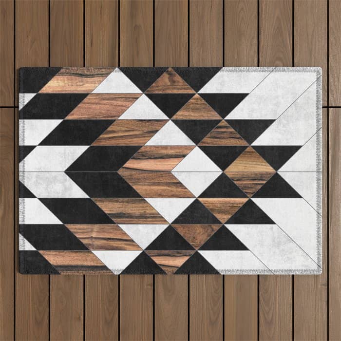 Urban Tribal Pattern No.9 - Aztec - Concrete And Wood Outdoor Rug