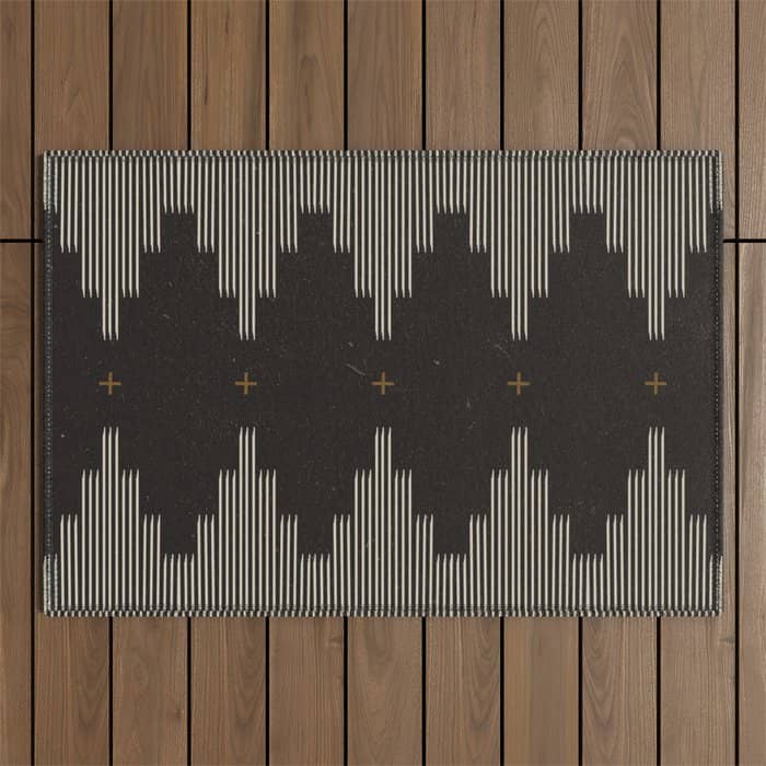 Southwestern Minimalist Black & White Outdoor Rug