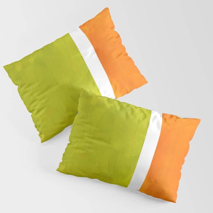 Retro Lime Green Minimalist Abstract Color Block Rothko Midcentury Modern Art Pillow Sham