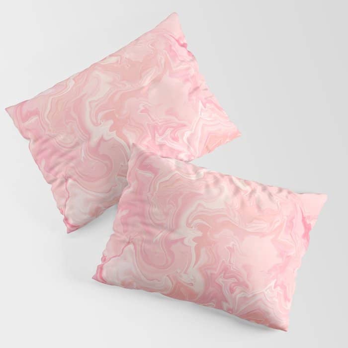 Blush Pink Abstract Watercolor Marble Pattern Pillow Sham