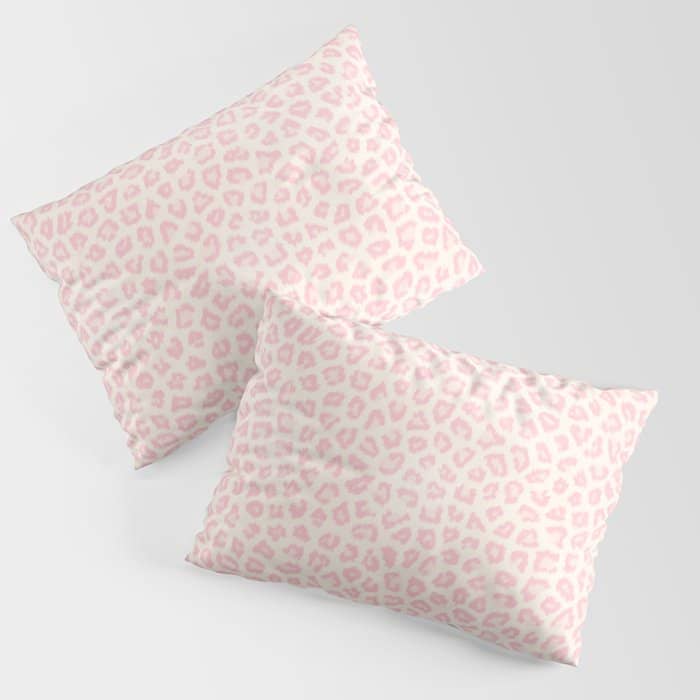 Modern Ivory Blush Pink Girly Cheetah Animal Print Pattern Pillow Sham