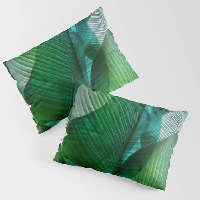 Palm Leaf Jungle Bali Banana Palm Frond Greens Pillow Sham