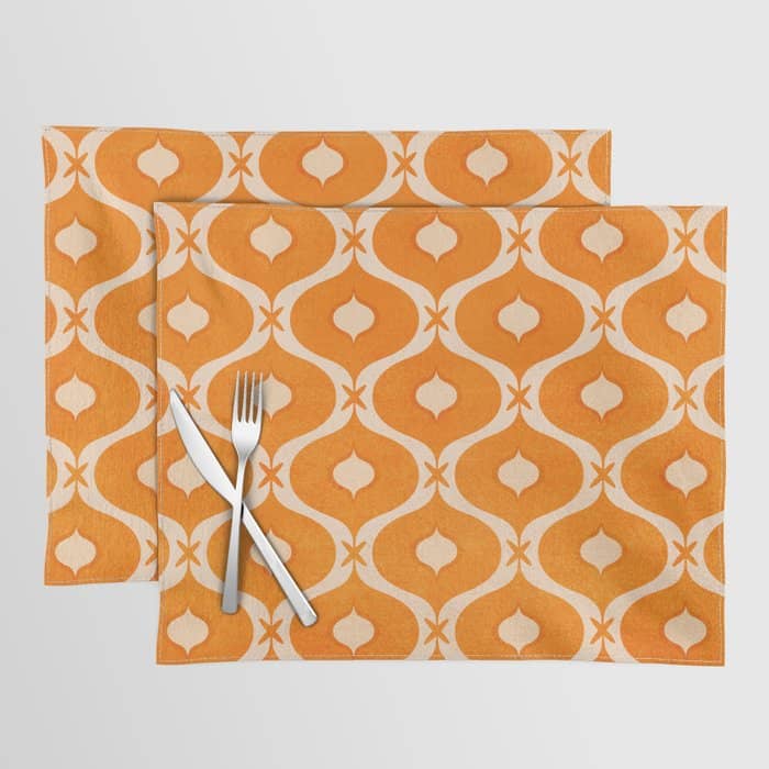 Vibrant Orange Ornament Pattern Placemat