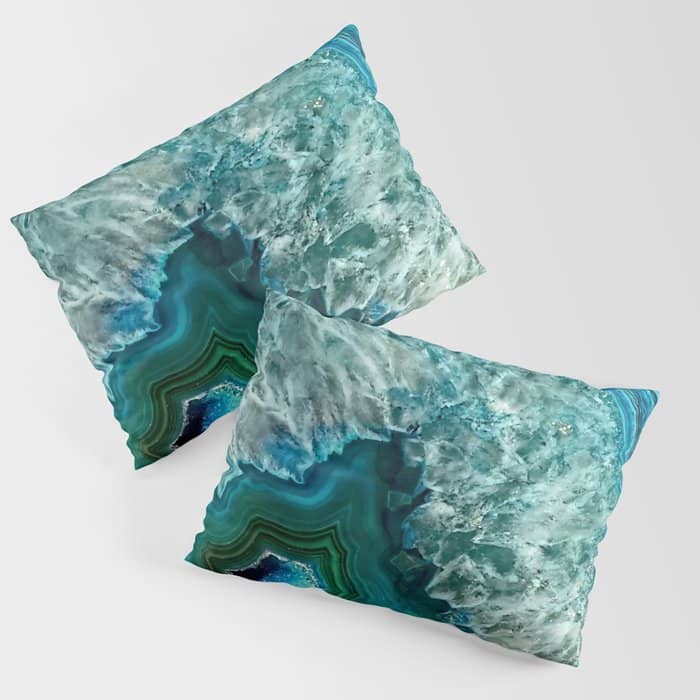 Aqua Turquoise Agate Mineral Gem Stone Pillow Sham