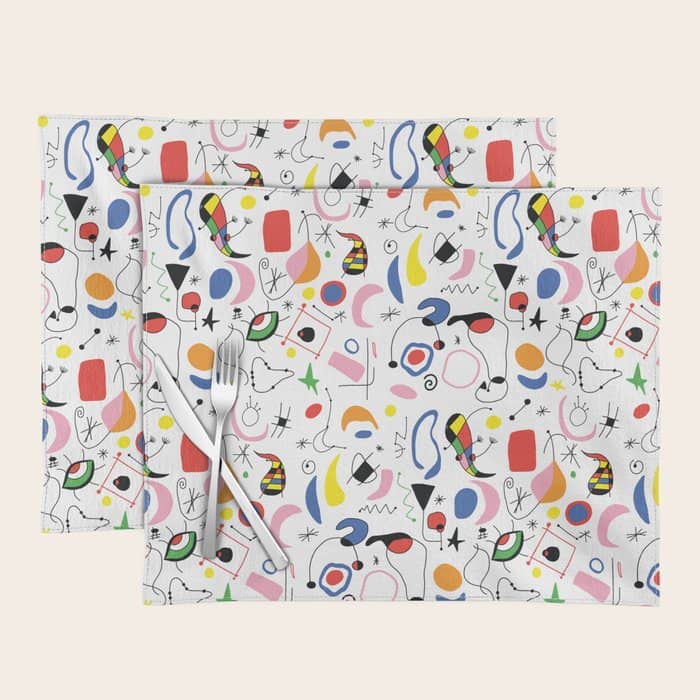 Surealism Art Miro Style Pattern Placemat