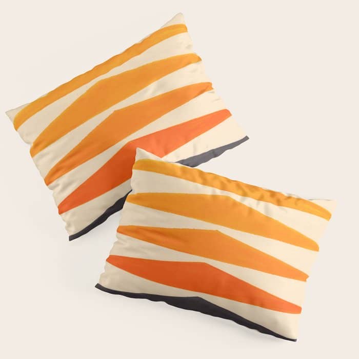 Vintage Scandinavian Orange Geometric Triangle Pattern Pillow Sham