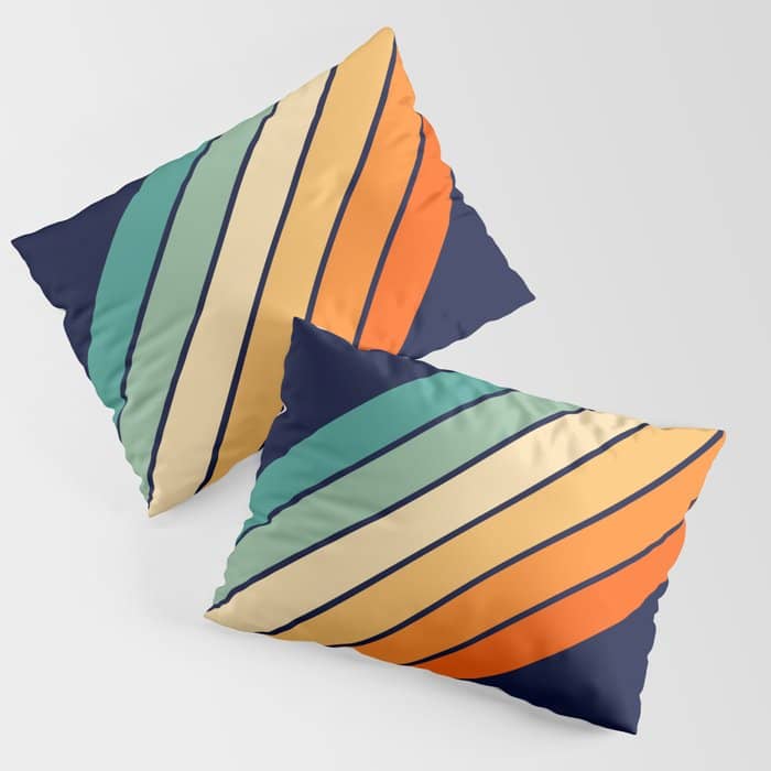 Farida - 70s Vintage Style Retro Stripes Pillow Sham