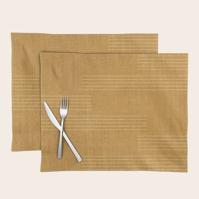 Minimal, Fine Stripe, Pattern, In Yellow Placemat