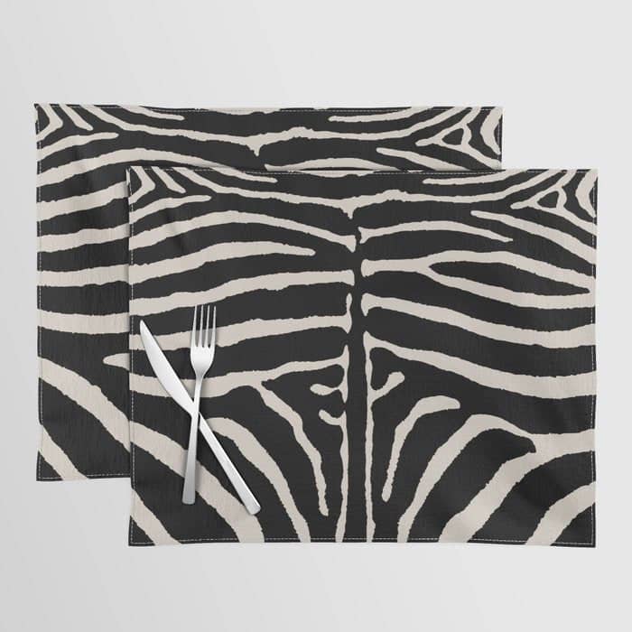 Zebra Wild Animal Print 237 Black And Linen White Placemat