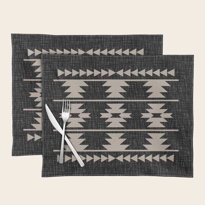Southwestern Pattern 129 Black And Linen Placemat