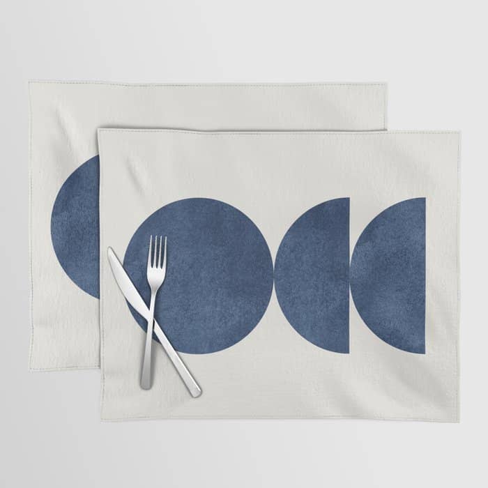 Woodblock Navy Blue Mid Century Modern Placemat