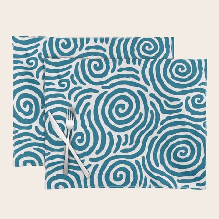 Ripple Effect Pattern Peacock Blue Placemat