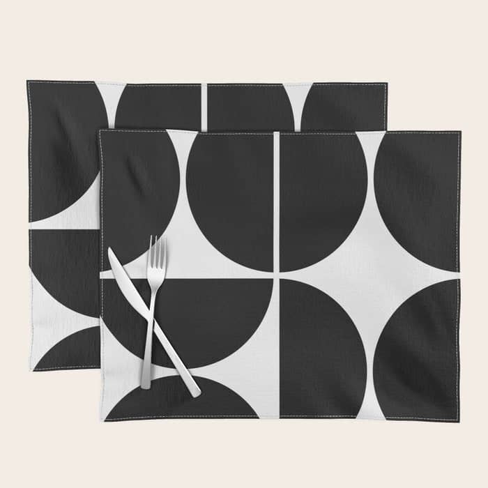 Mid Century Modern Black Square Placemat