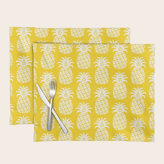 Mid Century Modern Pineapple Pattern Yellow Placemat