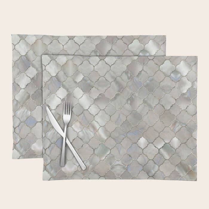 Quatrefoil Moroccan Pattern Mother Of Pearl Placemat