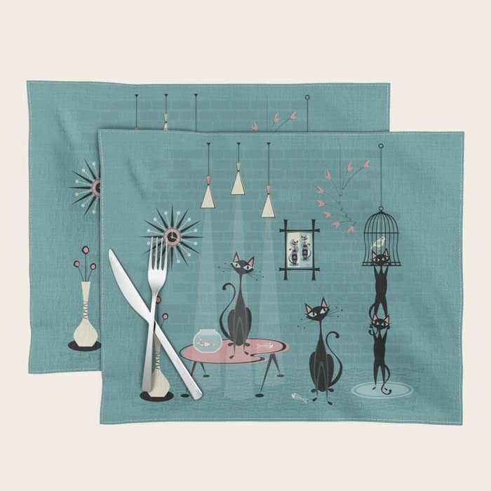 Mid Century Kitty Mischief - ©Studioxtine Placemat