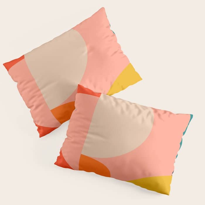 Geometry Shape Mid Century Organic Blush Curry Teal Pillow Sham