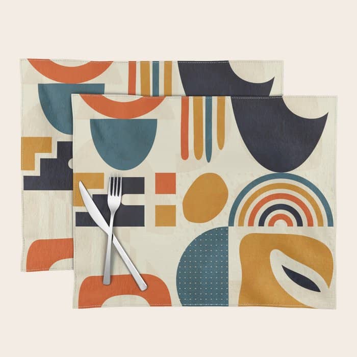 Mid Century Shapes Geometric Abstract Color 3 Placemat