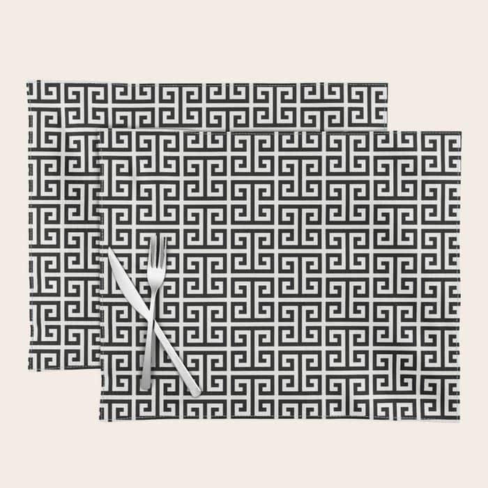 Black And White Greek Key Pattern Placemat