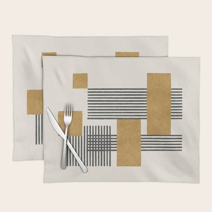 Stripes And Square Composition - Abstract Placemat