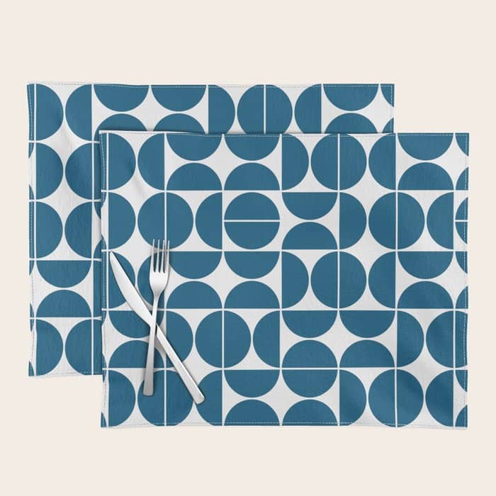Mid Century Modern Geometric 04 Blue Placemat