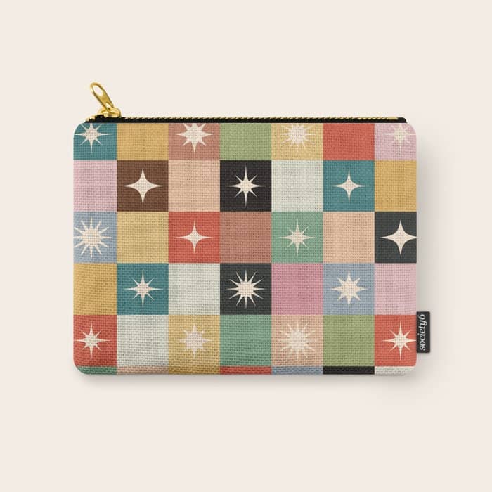 Retro Festive Sparkle Checker  Carry All Pouch