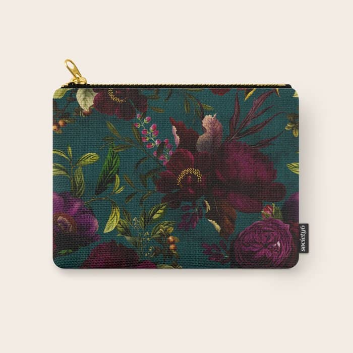 Before Midnight Vintage Flowers Garden Carry All Pouch