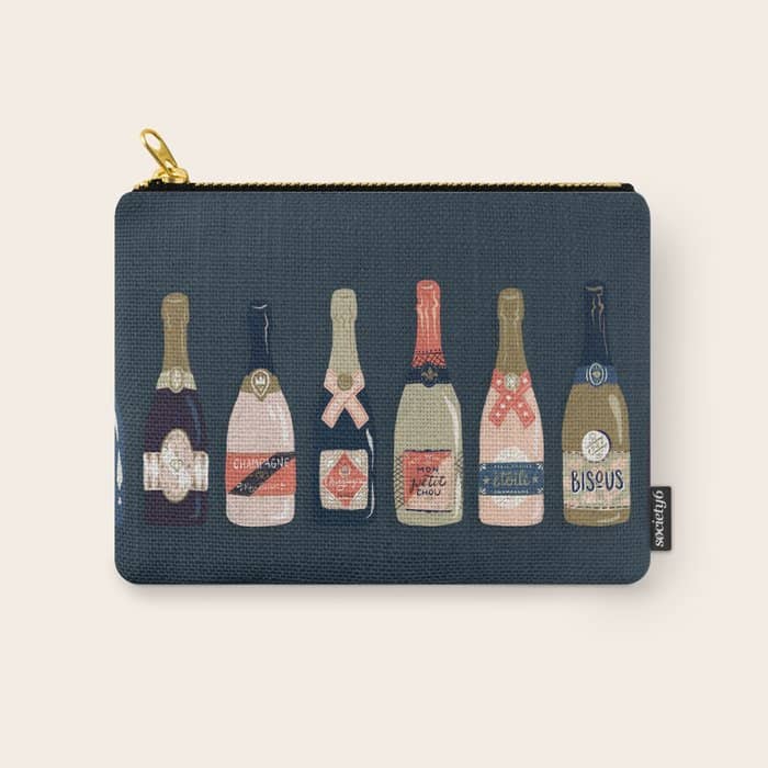 French Champagne Collection Teal Carry All Pouch