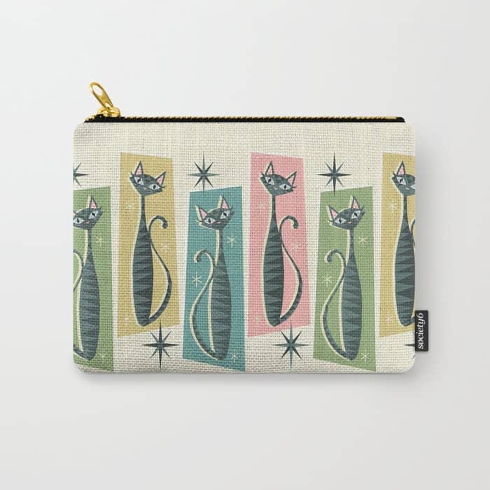 Retro Patchwork Tabbies ©Studioxtine Carry All Pouch