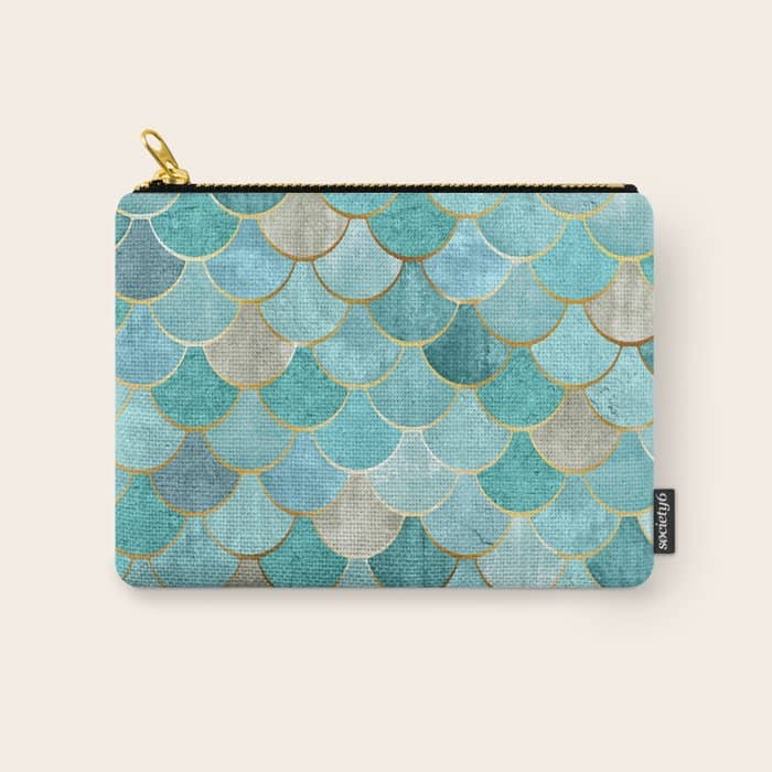 Moroccan Mermaid Fish Scale Pattern, Aqua,Teal Carry All Pouch