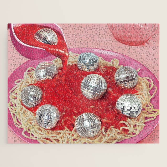 Spaghetti Disco Balls - Pink And Red Jigsaw Puzzle