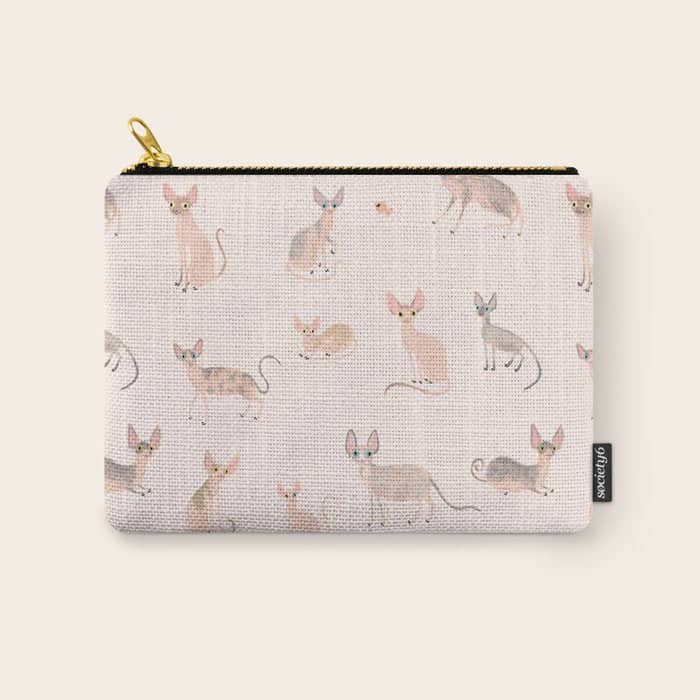 Sphynx Cats - No Furr Don'T Care - Cat Pink Carry All Pouch
