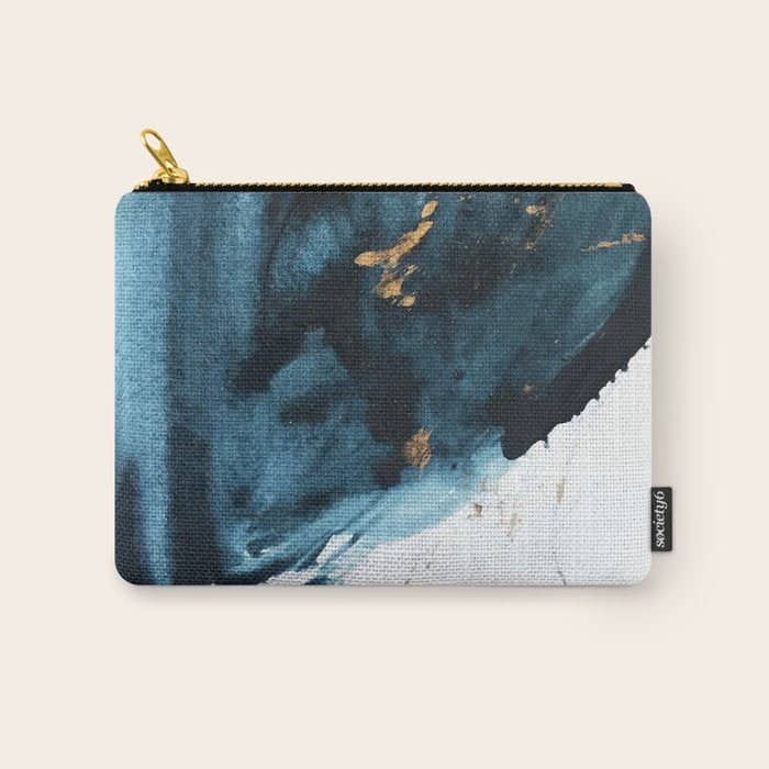 A Minimal Sapphire And Gold Abstract Piece In Blue White And Gold By Alyssa Hamilton Art  Carry All Pouch