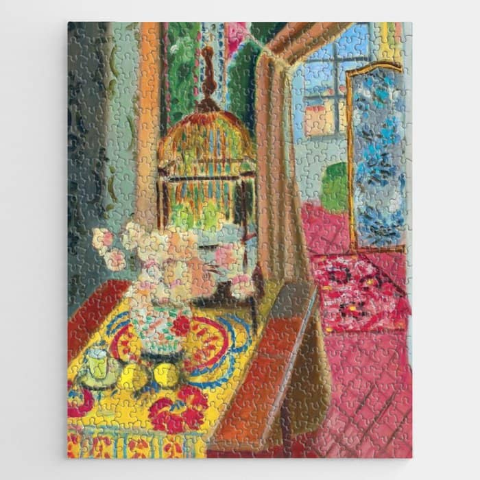 Henri Matisse Interior With Flowers & Parakeets Ii Jigsaw Puzzle